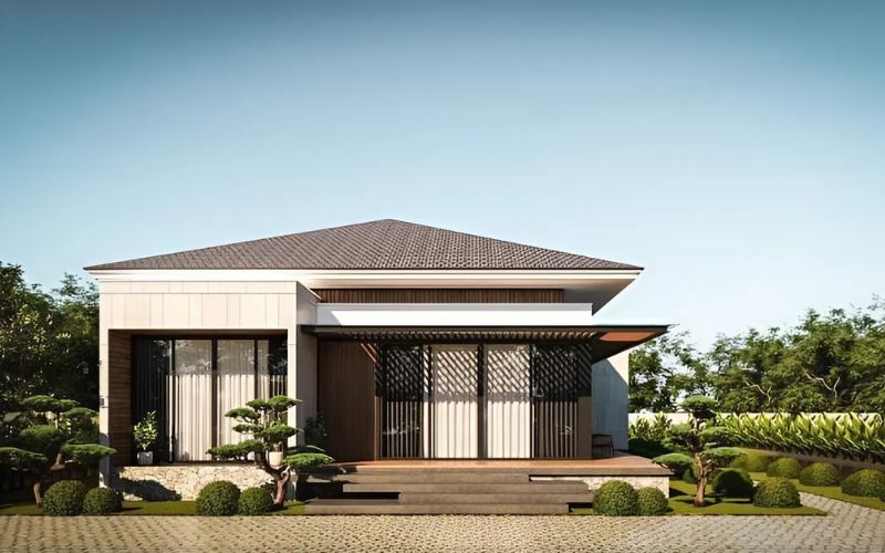 Nhà mái Nhật vuông thiết kế sang trọng 