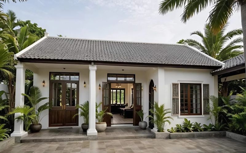 Nhà vườn mái Nhật kết hợp với lối kiến trúc truyền thống