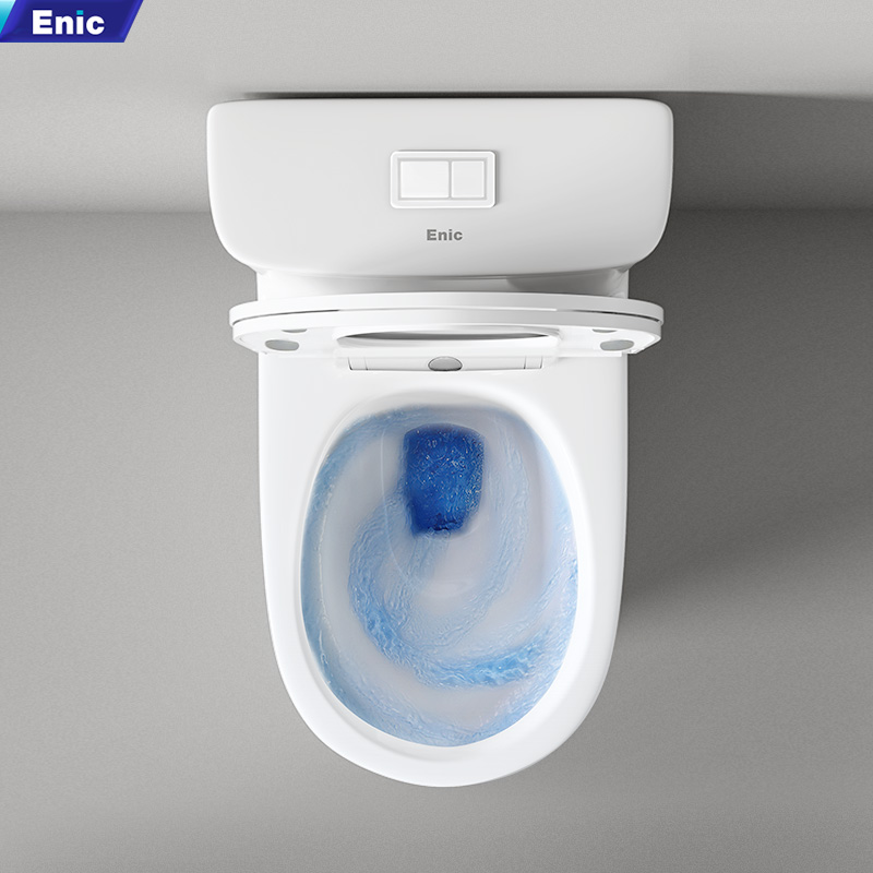 Bồn cầu 1 khối 2 nút xả Enic kết hợp với phương pháp xả xoáy