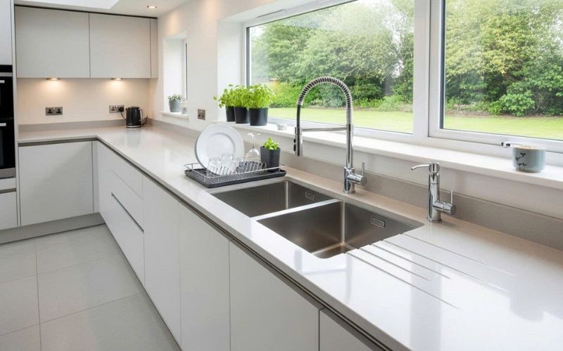 Cách hóa giải bếp đối diện bồn rửa chén