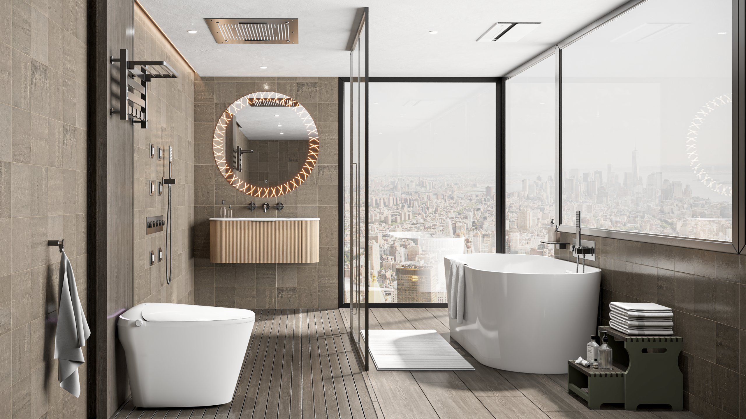 Mẫu nhà tắm kính tận dụng ánh sáng tự nhiên 