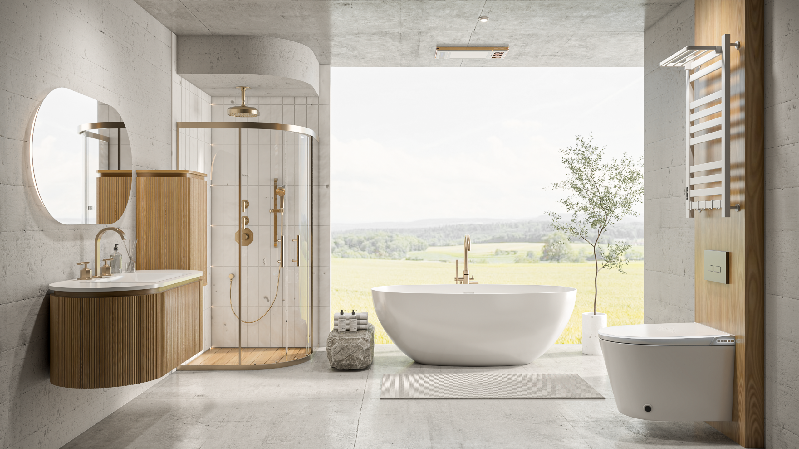 Mẫu phòng tắm kính gần gũi với thiên nhiên 