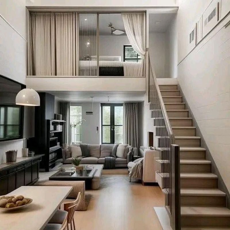 Nhà gác lửng hiện đại tông trắng