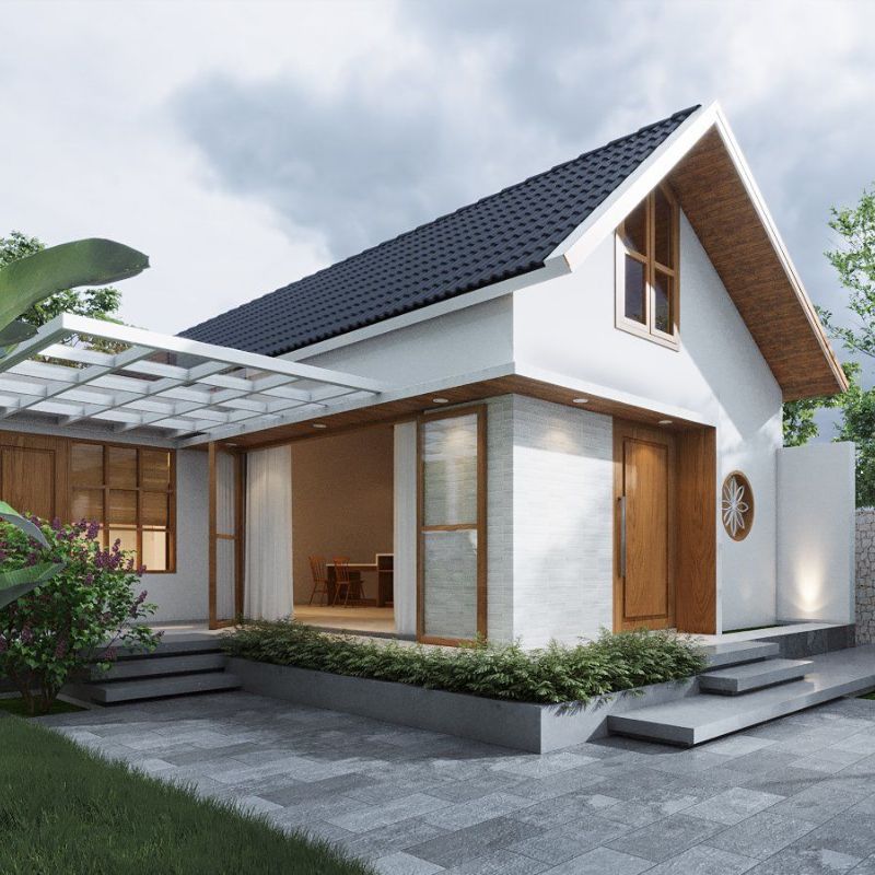 Nhà gác lửng ở quê có sân trước