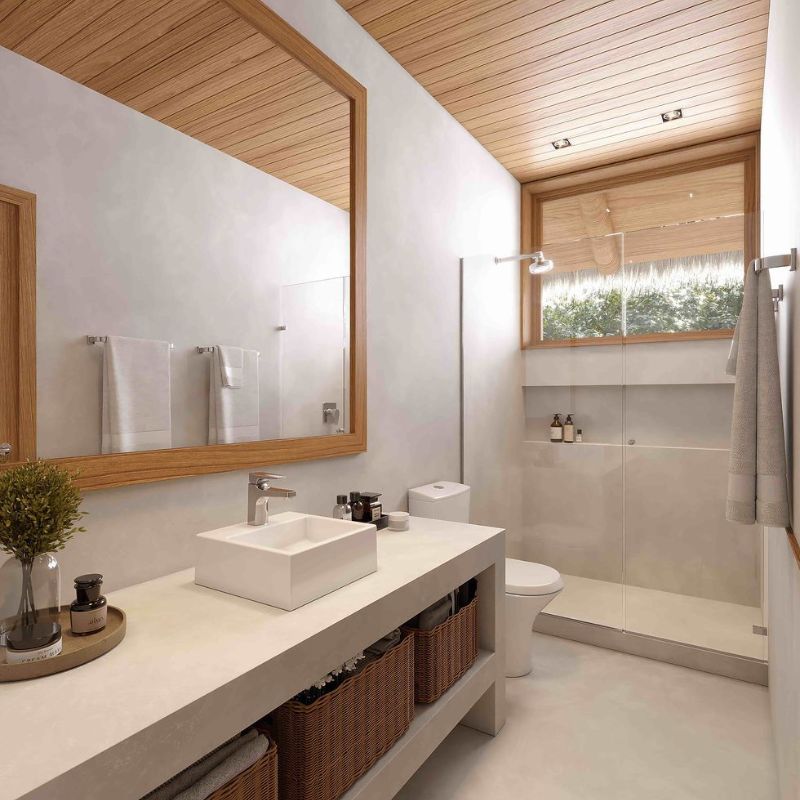 Nhà tắm Nhật truyền thống cùng với ánh sáng tự nhiên