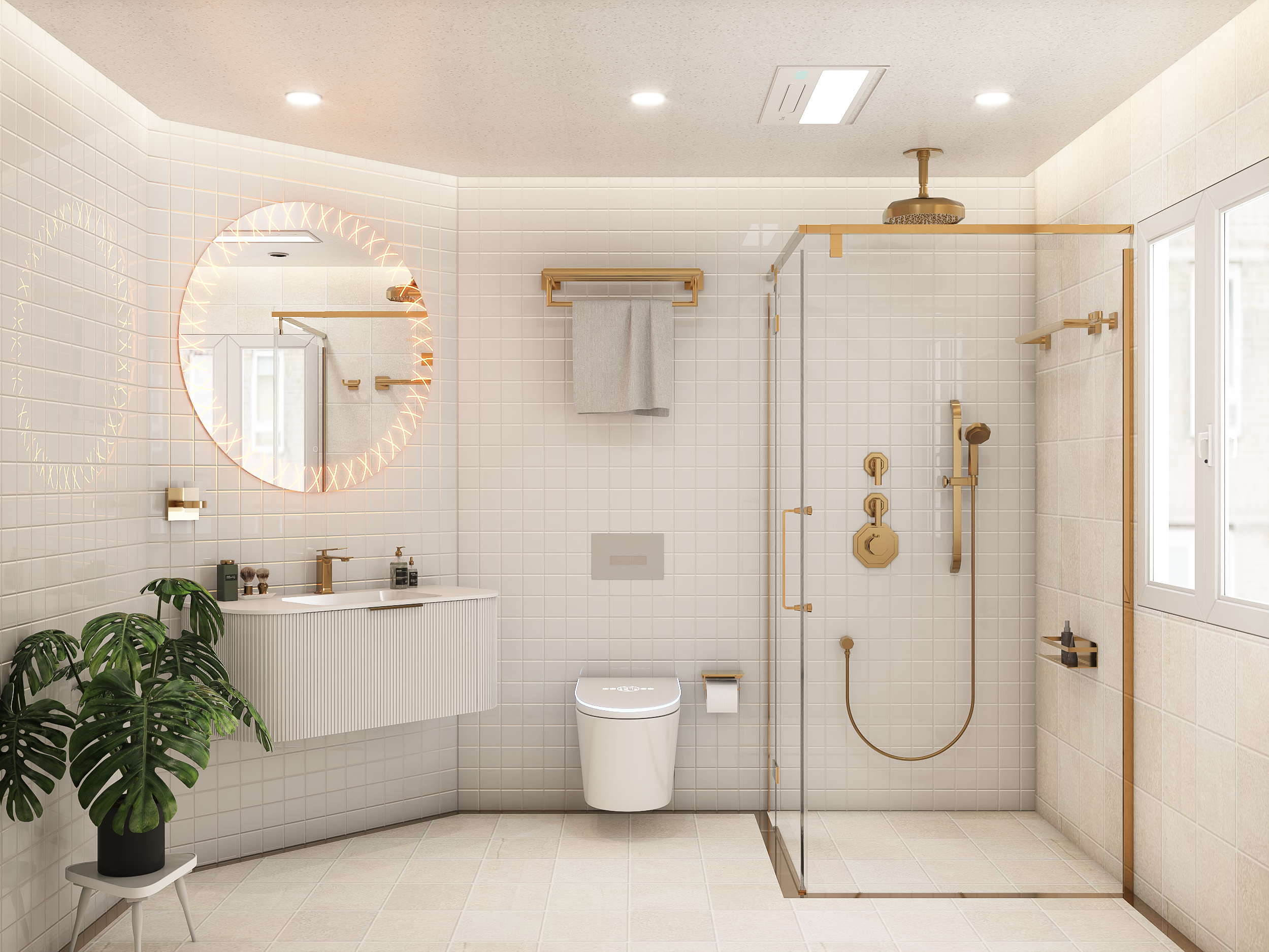 Phòng tắm kính sử dụng thiết bị vệ sinh tối ưu không gian