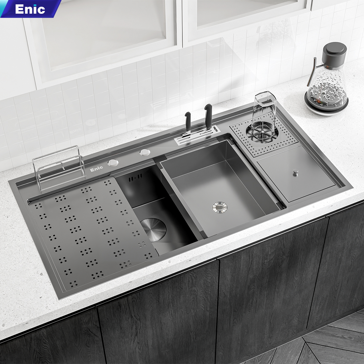 Bồn rửa chén Enic có thêm phụ kiện đi kèm