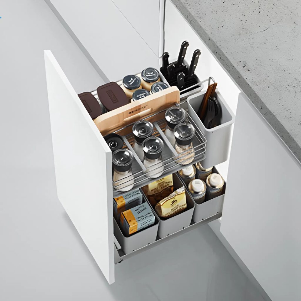 Cấu tạo kệ gia vị tủ bếp dưới