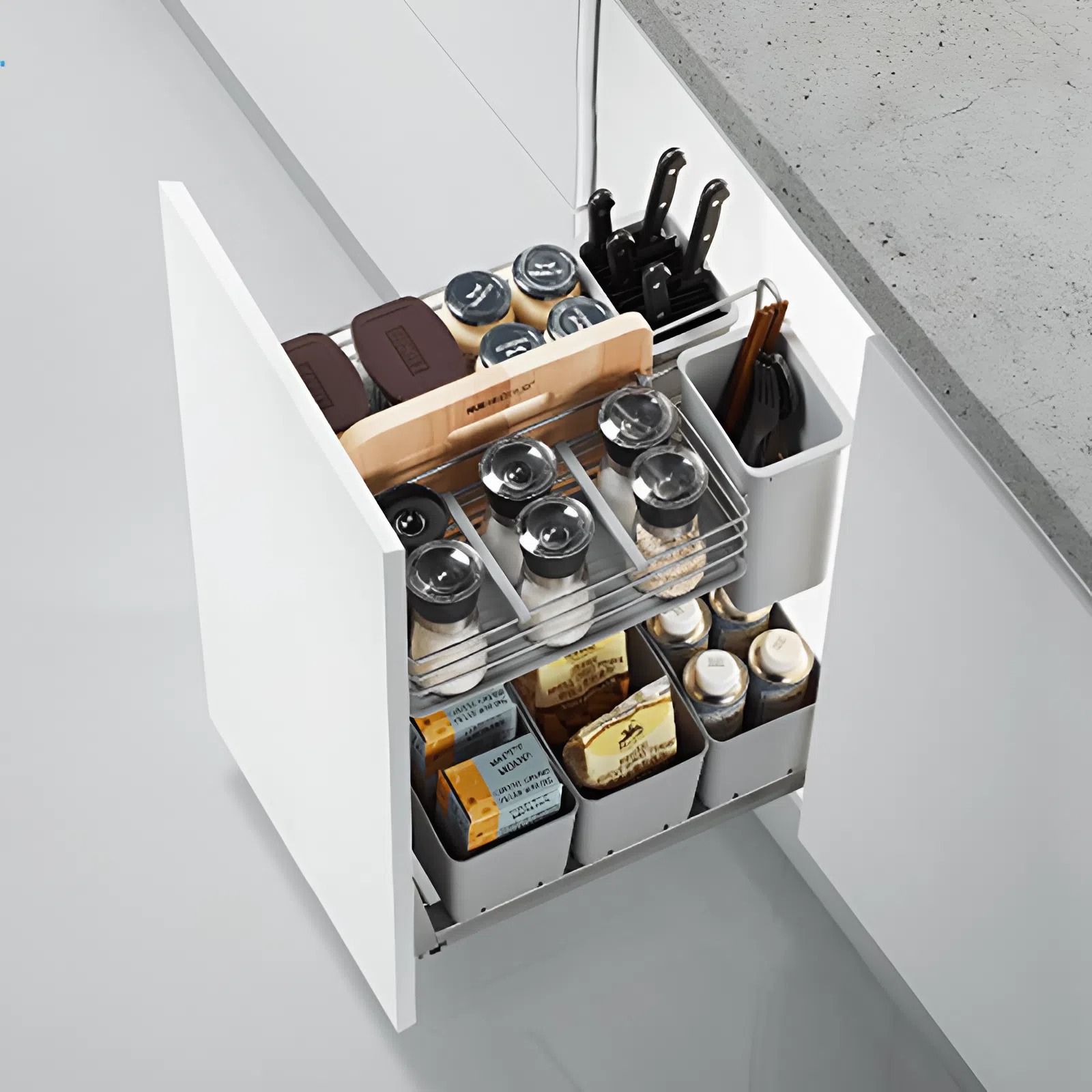 Cấu tạo kệ gia vị tủ bếp dưới