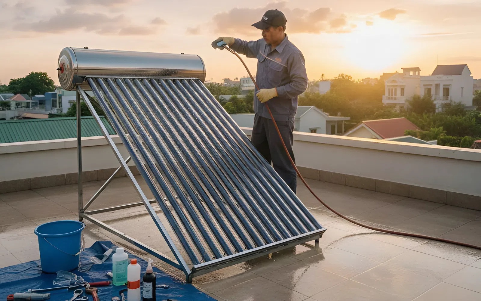 Khi nào nên vệ sinh máy nước nóng năng lượng mặt trời 