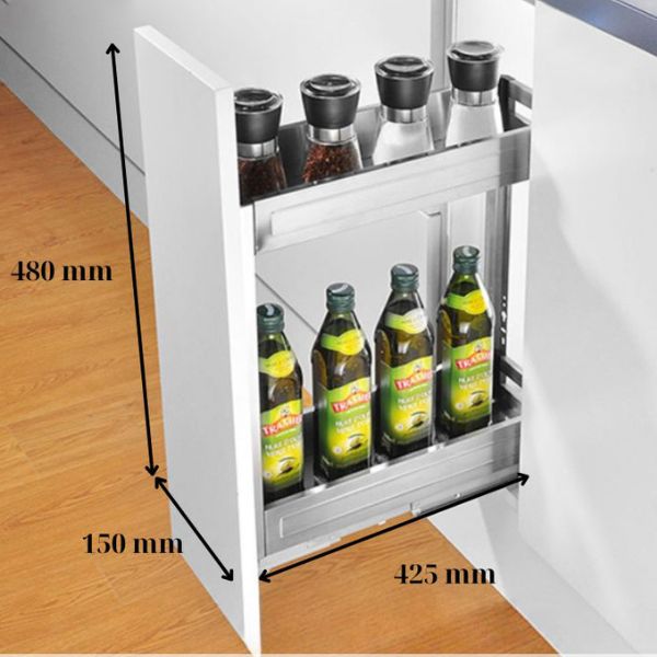 Kích thước kệ gia vị âm dưới tủ