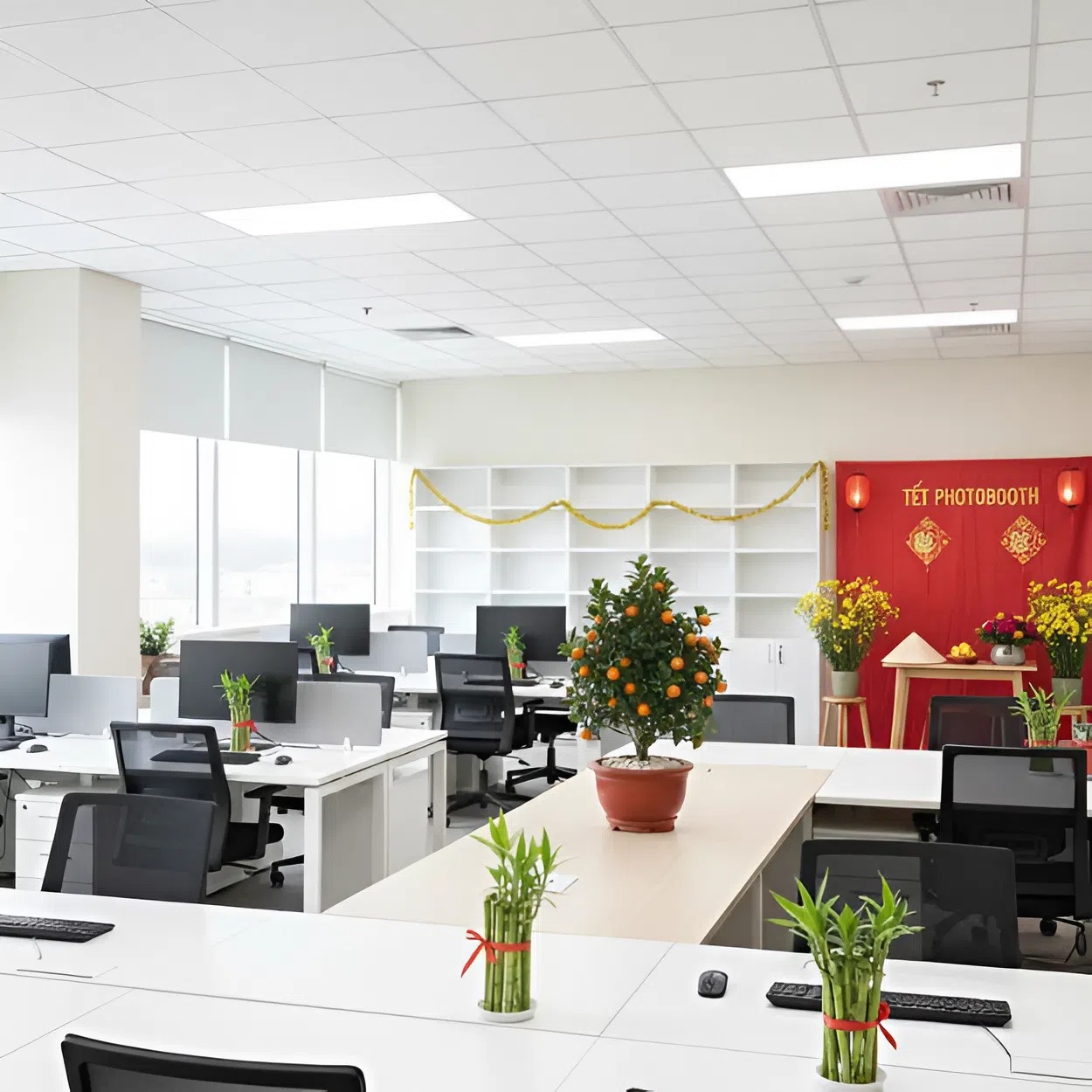 Trang trí tết cho văn phòng 