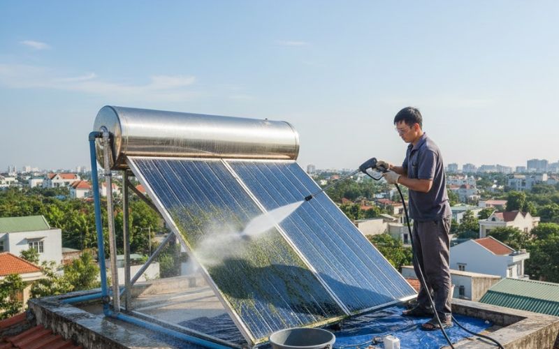 Vệ sinh máy nước nóng năng lượng mặt trời 