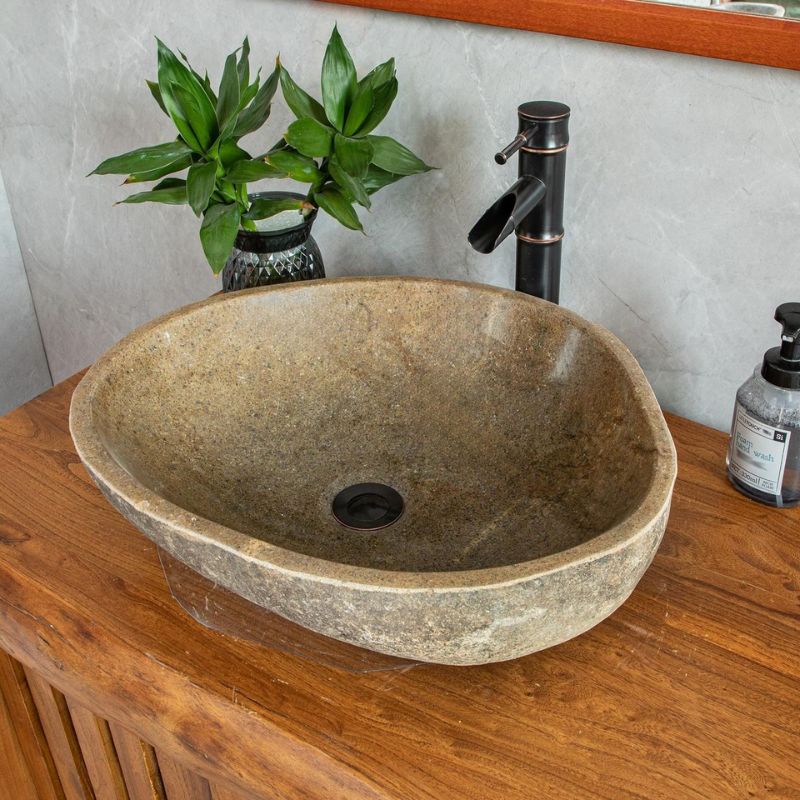 Lavabo bằng đá tự nhiên bo tròn 