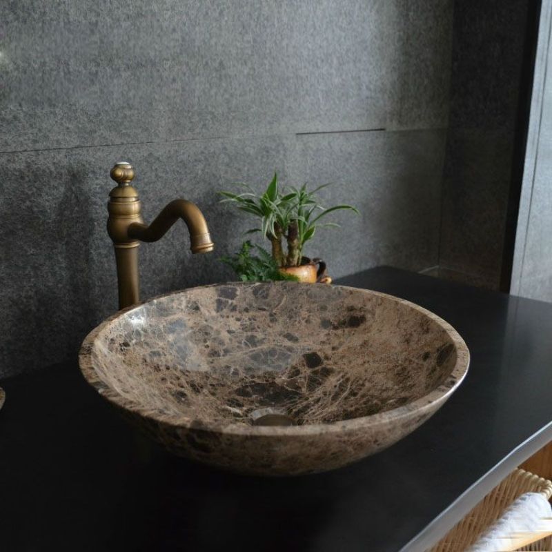 Lavabo đá Marble nâu tròn