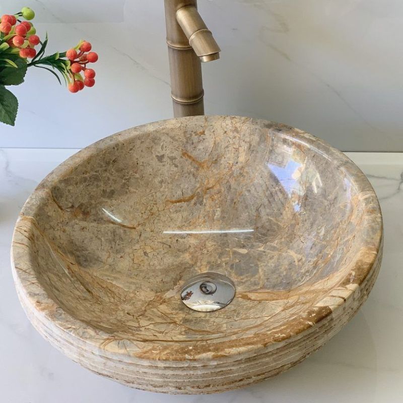 Lavabo đá marble tròn