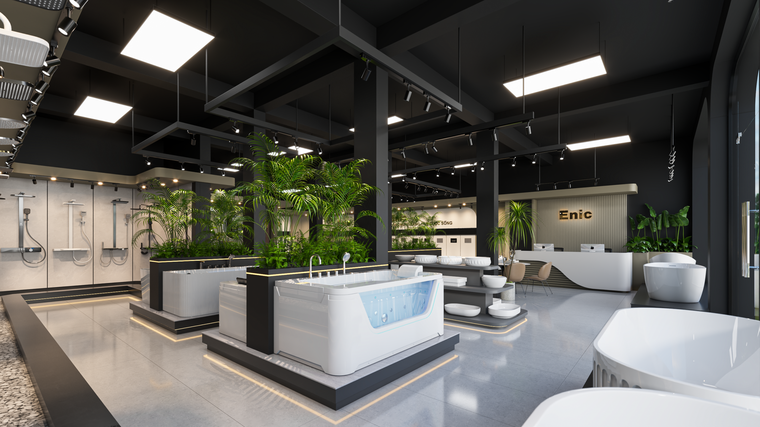 Showroom Enic trưng bày bồn tắm khoa học