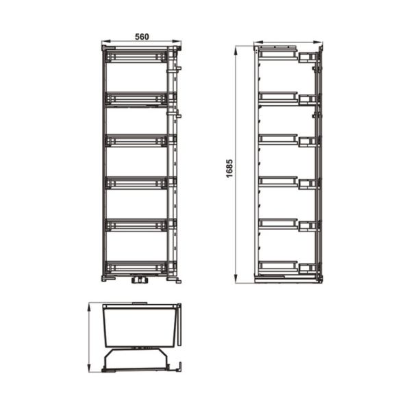 Chiều cao trung bình của tủ đồ khô nhà bếp