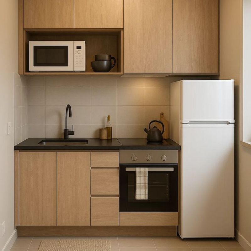 Kệ bếp gỗ cho nhà nhỏ gọn