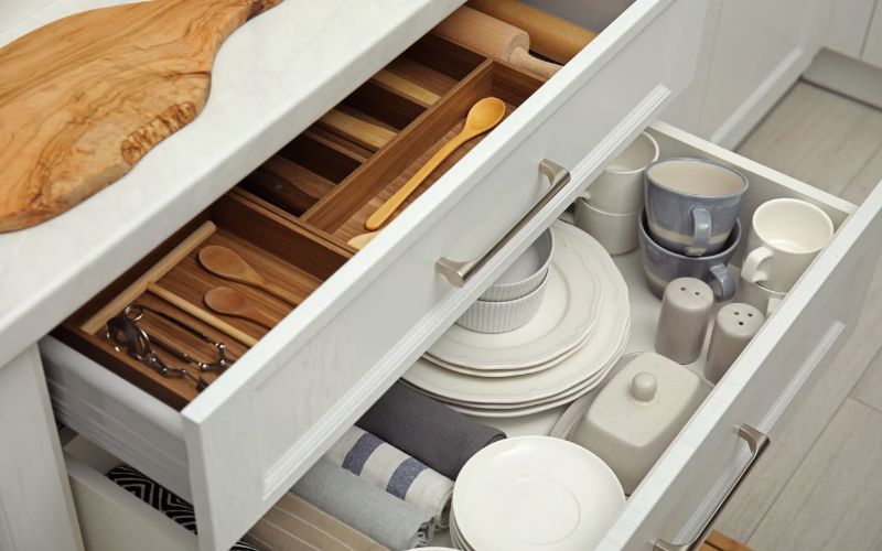 Ngăn kéo tủ bếp bằng gỗ 
