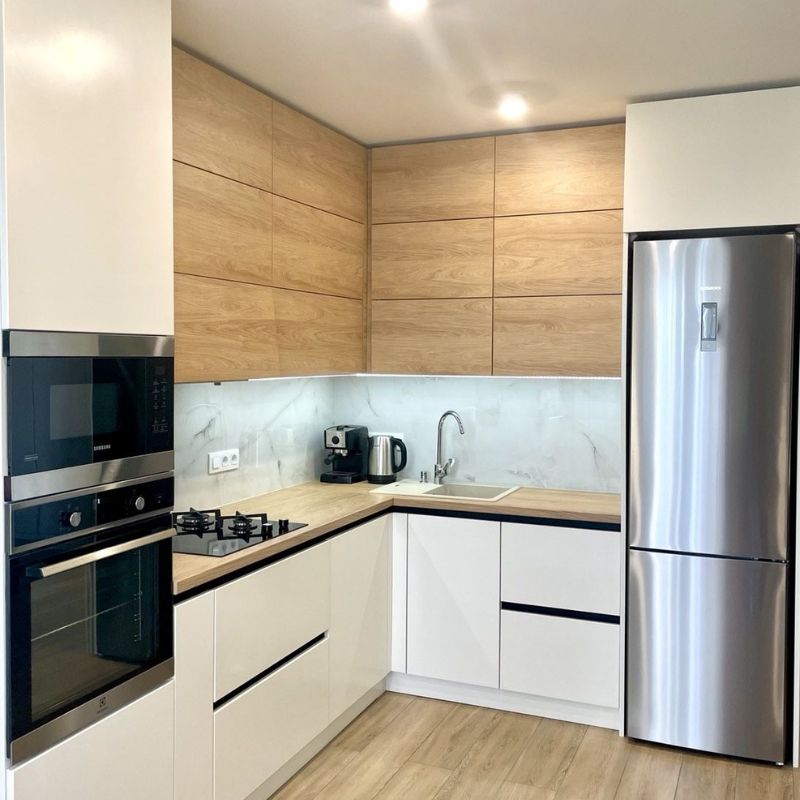 Tủ bếp dưới chữ L nhỏ gọn