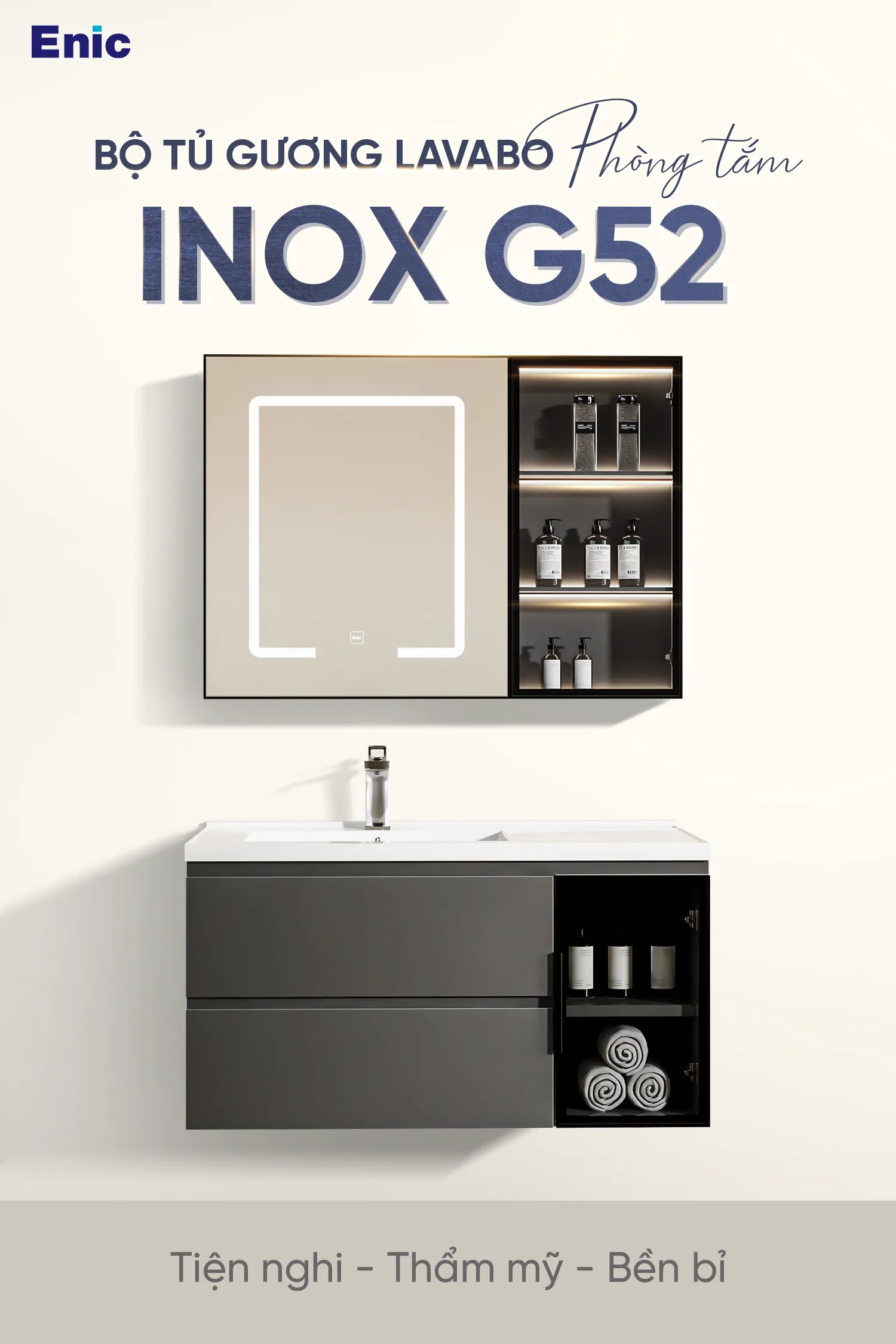 Tủ chậu lavabo làm từ chất liệu inox 