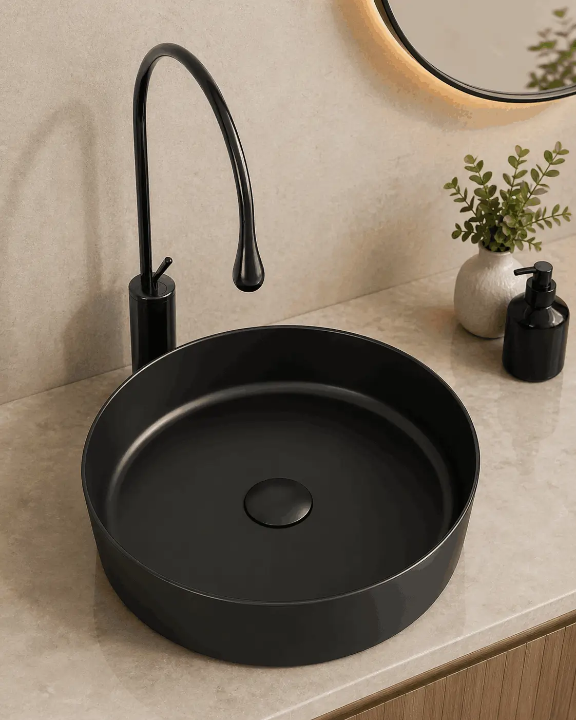 Lavabo để bàn được thiết kế để nổi trên bề mặt bàn