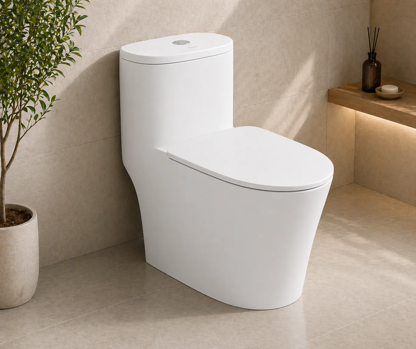 Loại bồn cầu thiết kế liền mạch thành 1 khối 