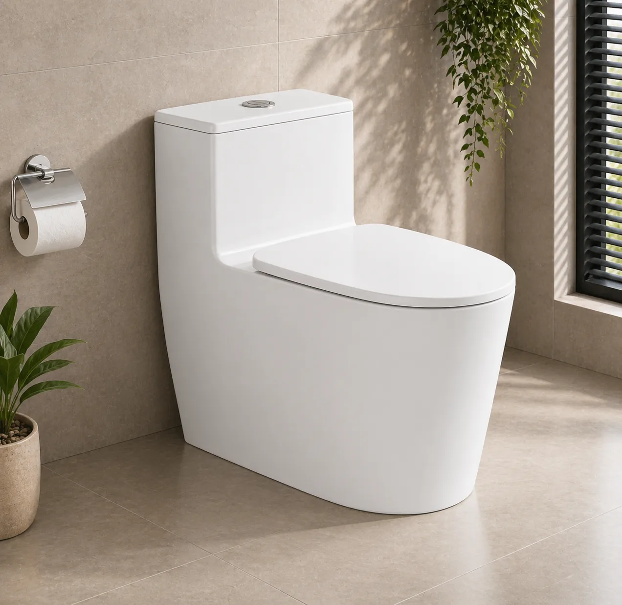Bồn cầu 1 khối két nước thấp 