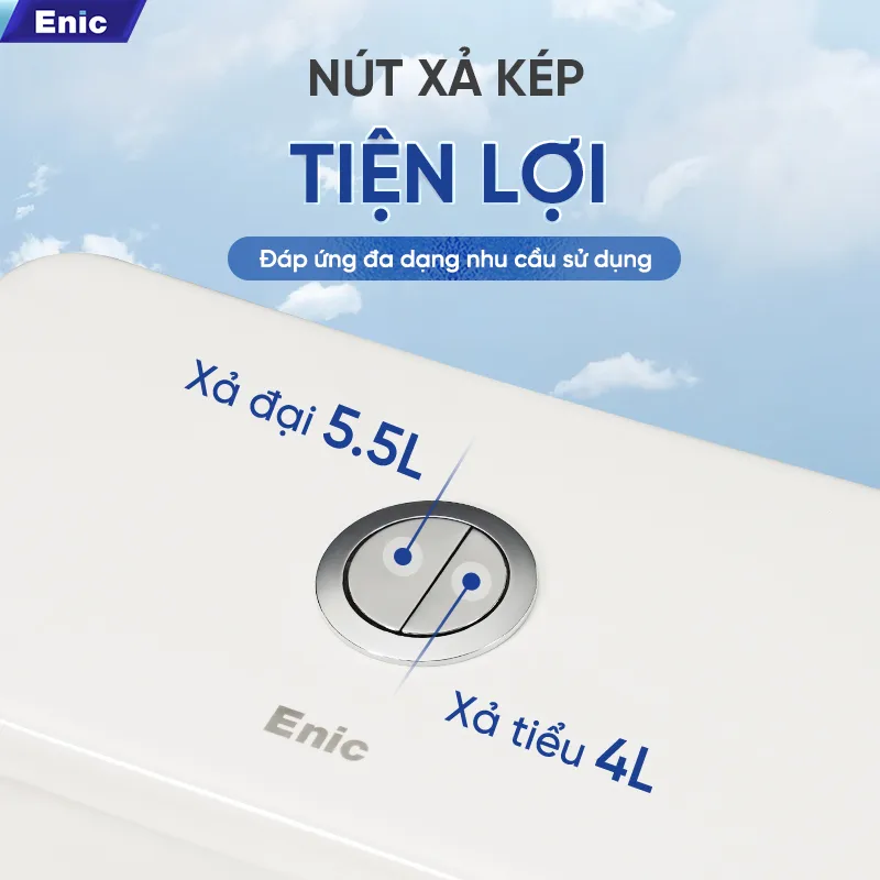 Tiết kiệm nước hơn với 2 chế độ xả riêng biệt 