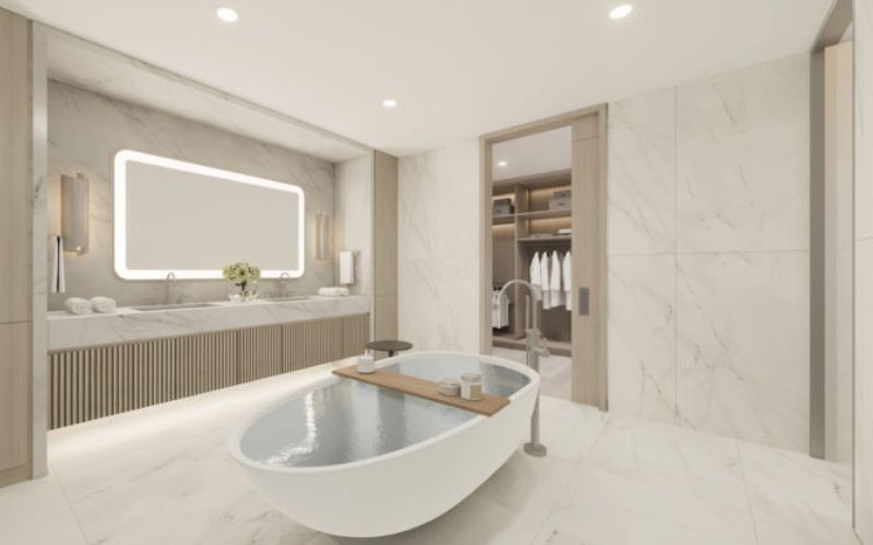 Bố trí bồn tắm ở giữa phòng 