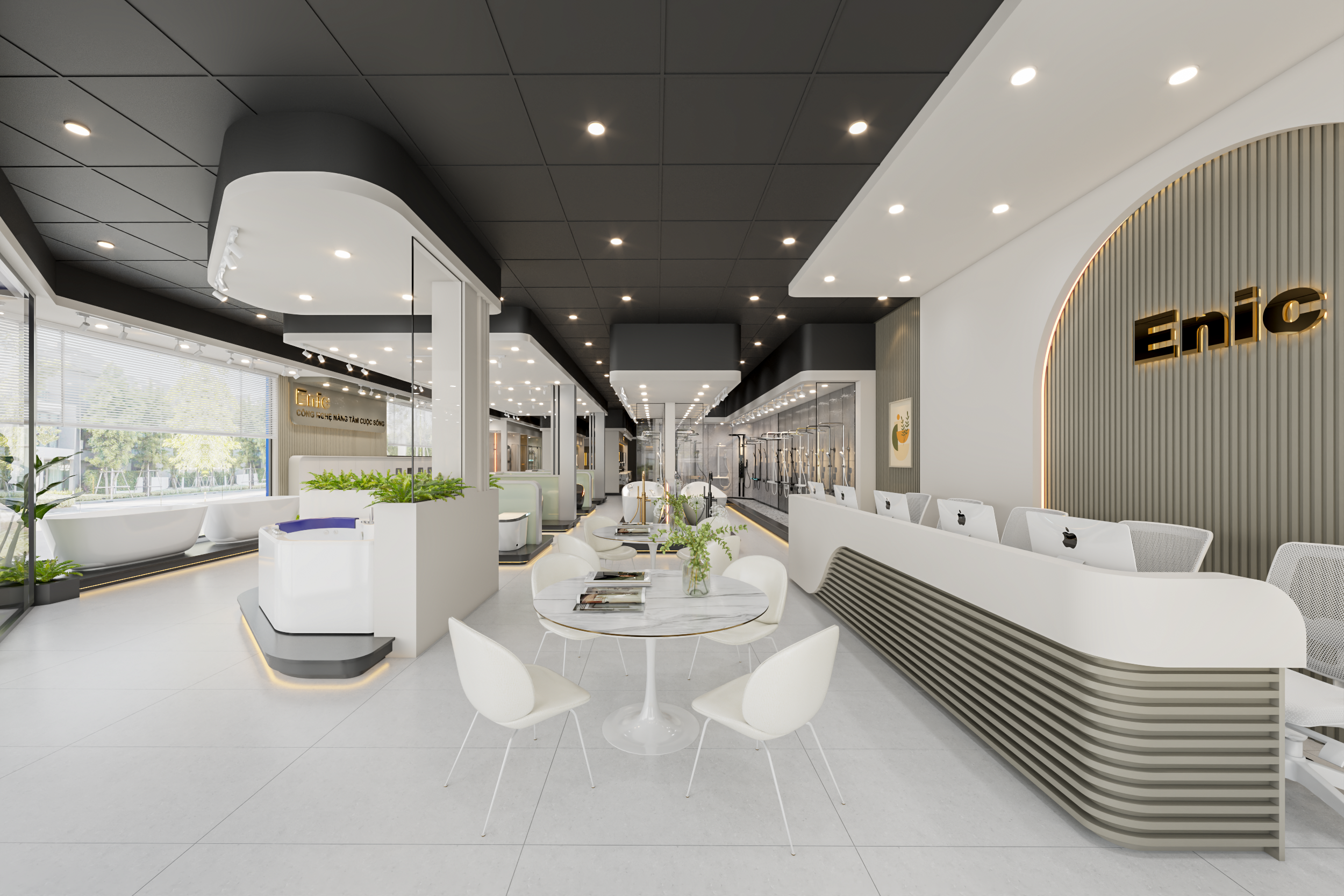 Cửa hàng thiết bị vệ sinh Gia Lai Enic rộng rãi, hiện đại 