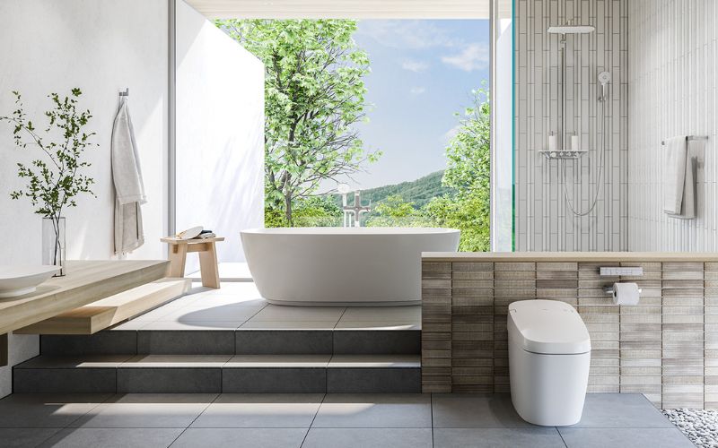 Inax nổi bật với bồn cầu, sen tắm 