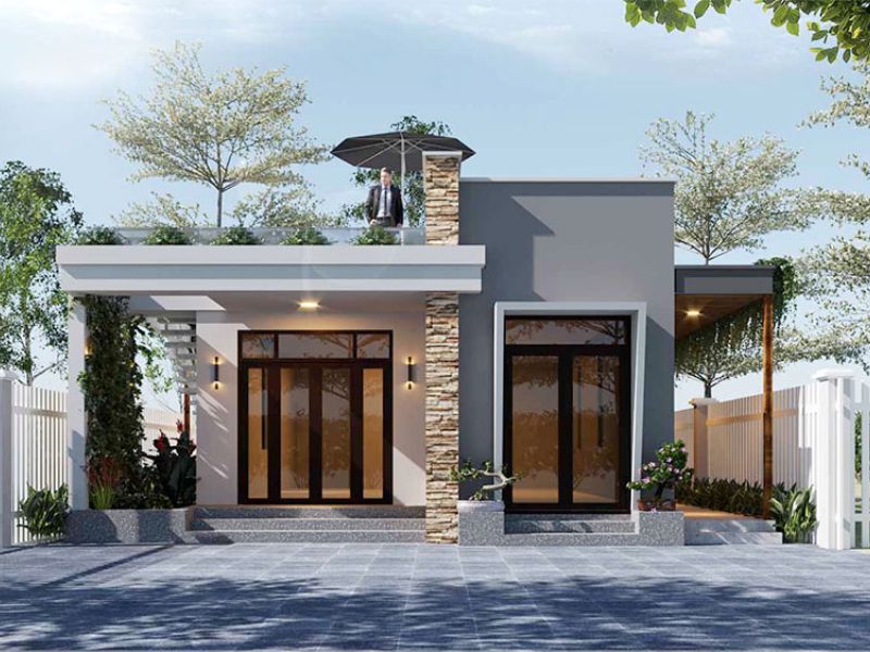 Mẫu nhà 2 phòng tối giản