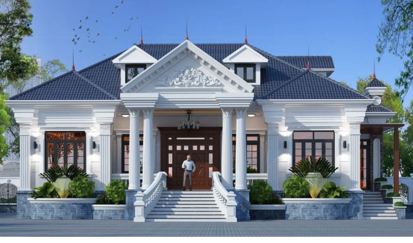 Nhà 1 tầng 4 phòng mái Nhật