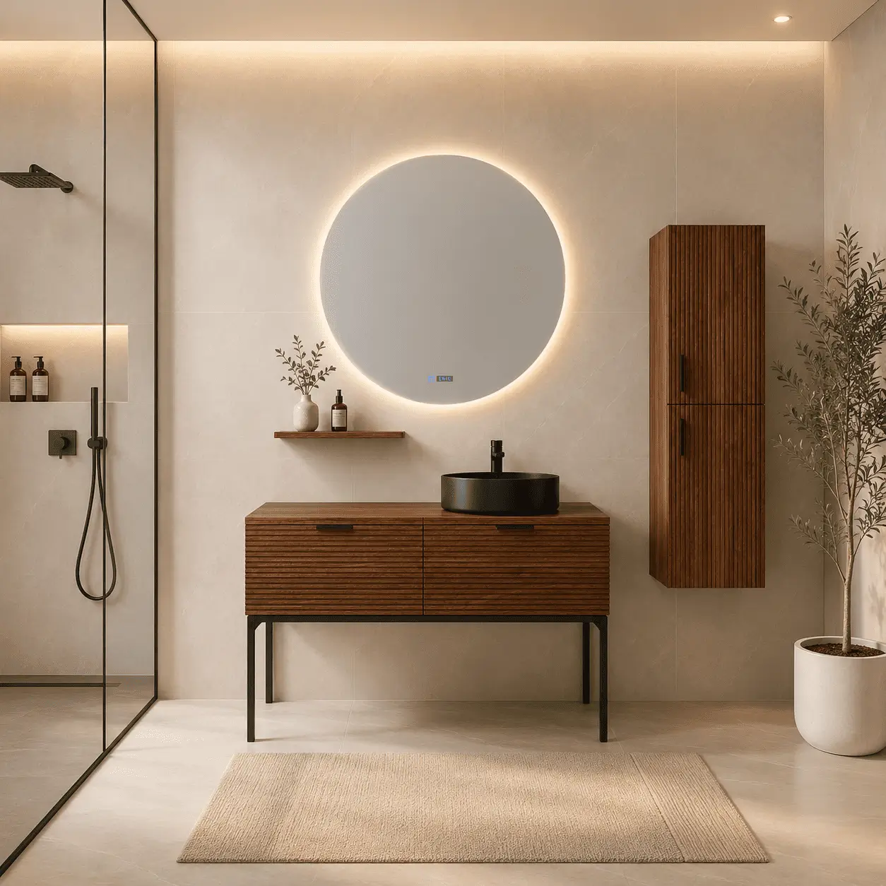 Tủ lavabo phòng tắm đứng có thêm chiều cao phần chân đế đặt sàn