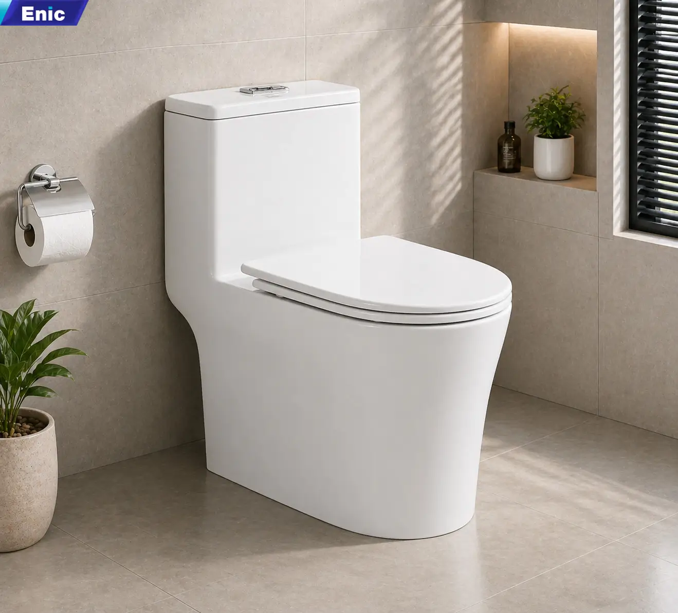 Bàn cầu một khối két nước cao 