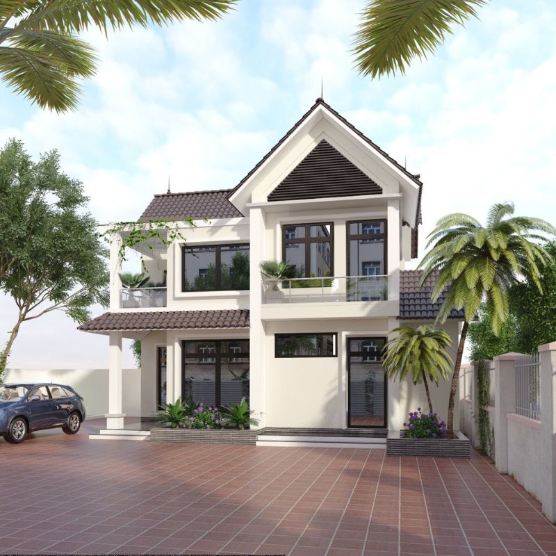 Mẫu nhà đẹp 2 tầng chữ L