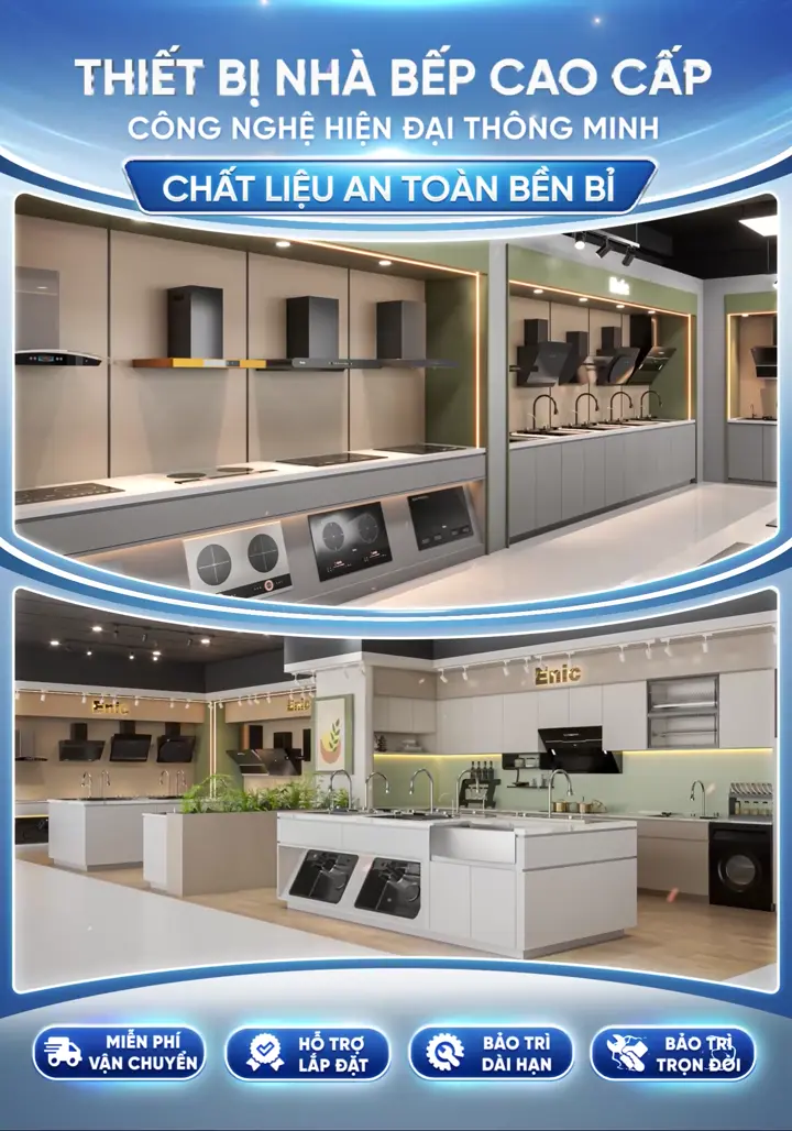 Thiết bị nhà bếp cao cấp Enic - công nghệ hiện đại, chất liệu an toàn bền bỉ