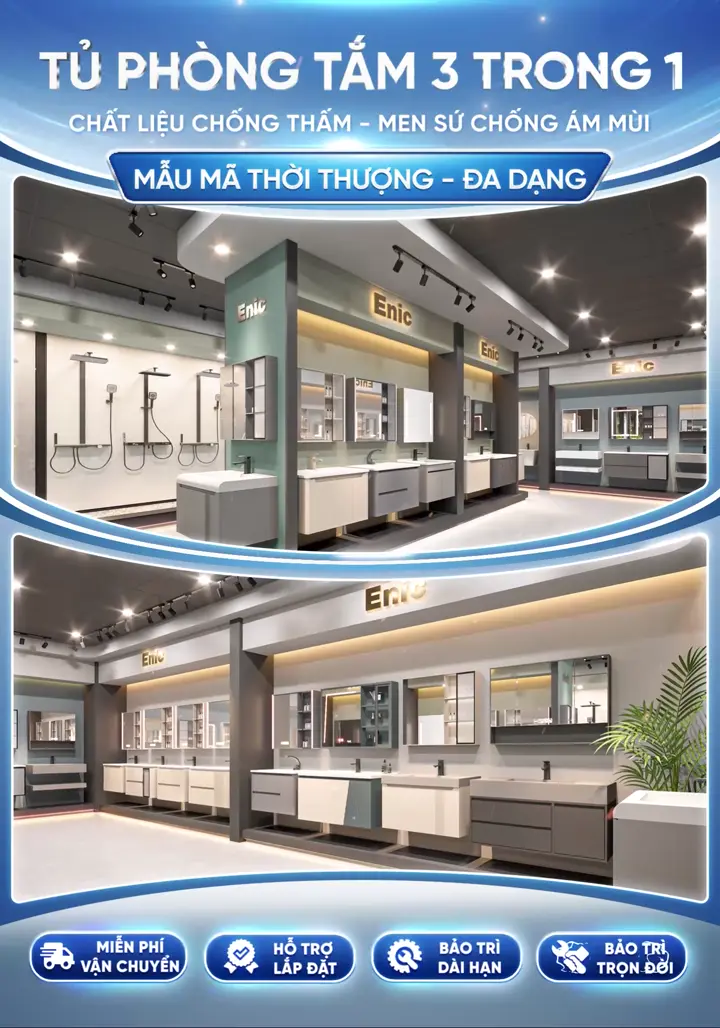 Tủ phòng tắm 3 trong 1 Enic - chất liệu chống thấm, men sứ chống ám mùi